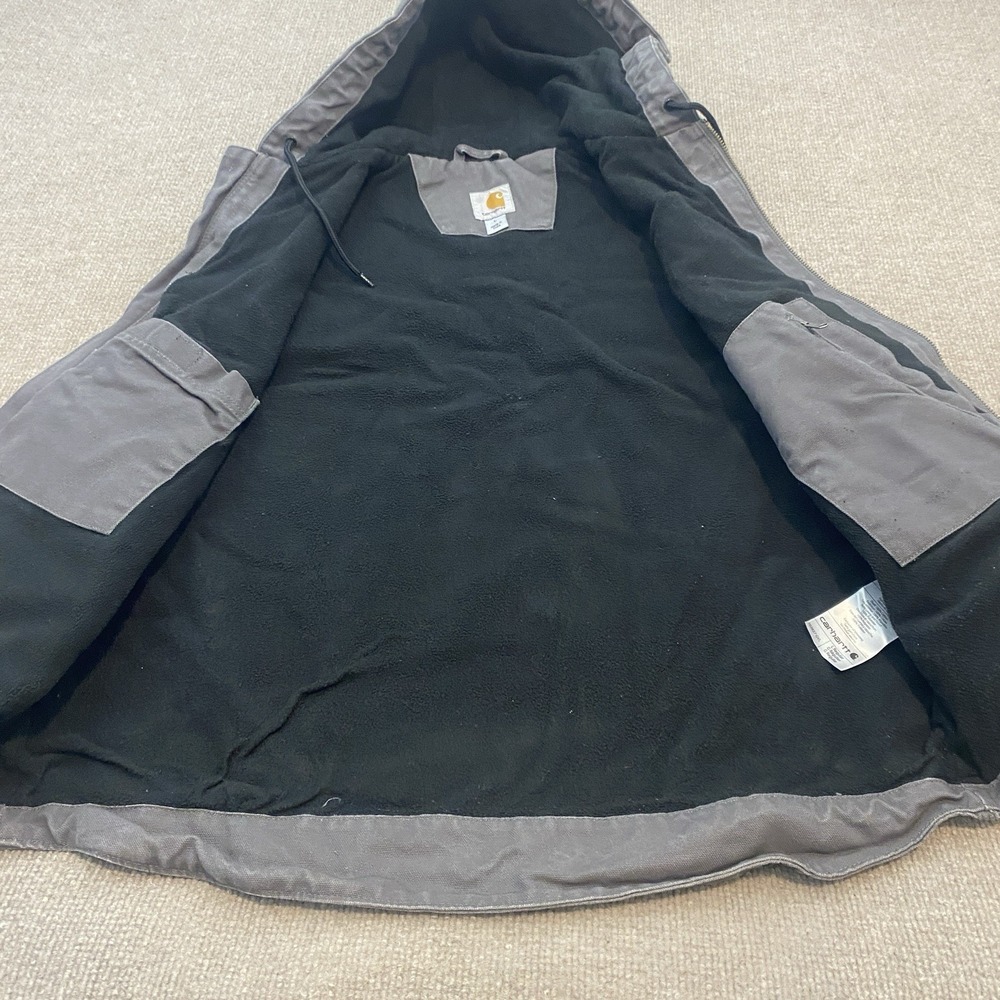 Carhartt Hooded Vest Gravel Grey Fleece Lined Duck Canvas 103837 GVL Size Large - Picture 5 of 10